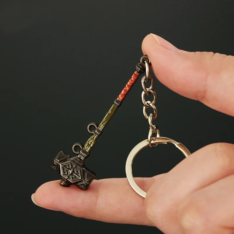 6cm Link Hammer Pendant Model Keychain for Men Game Peripheral The Hyrule Fantasy Key Ring Fans Collect Jewelry