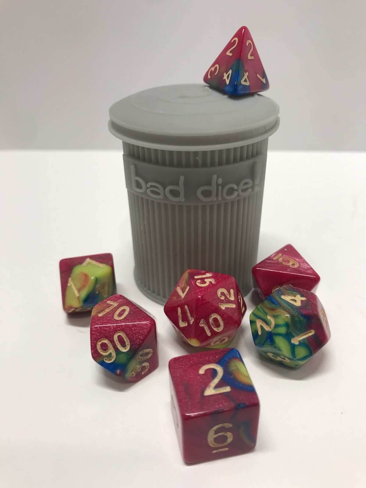 Trash Can Dice Jail: 3d Printed Grey Trash Can for Bad Dice D&D Dice Accessory - 