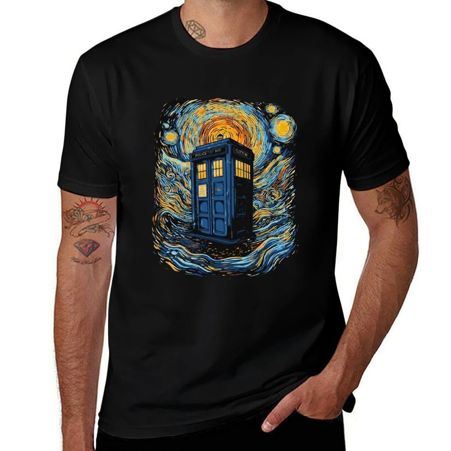 Starry Blue Box  Heathered Texture T-Shirt