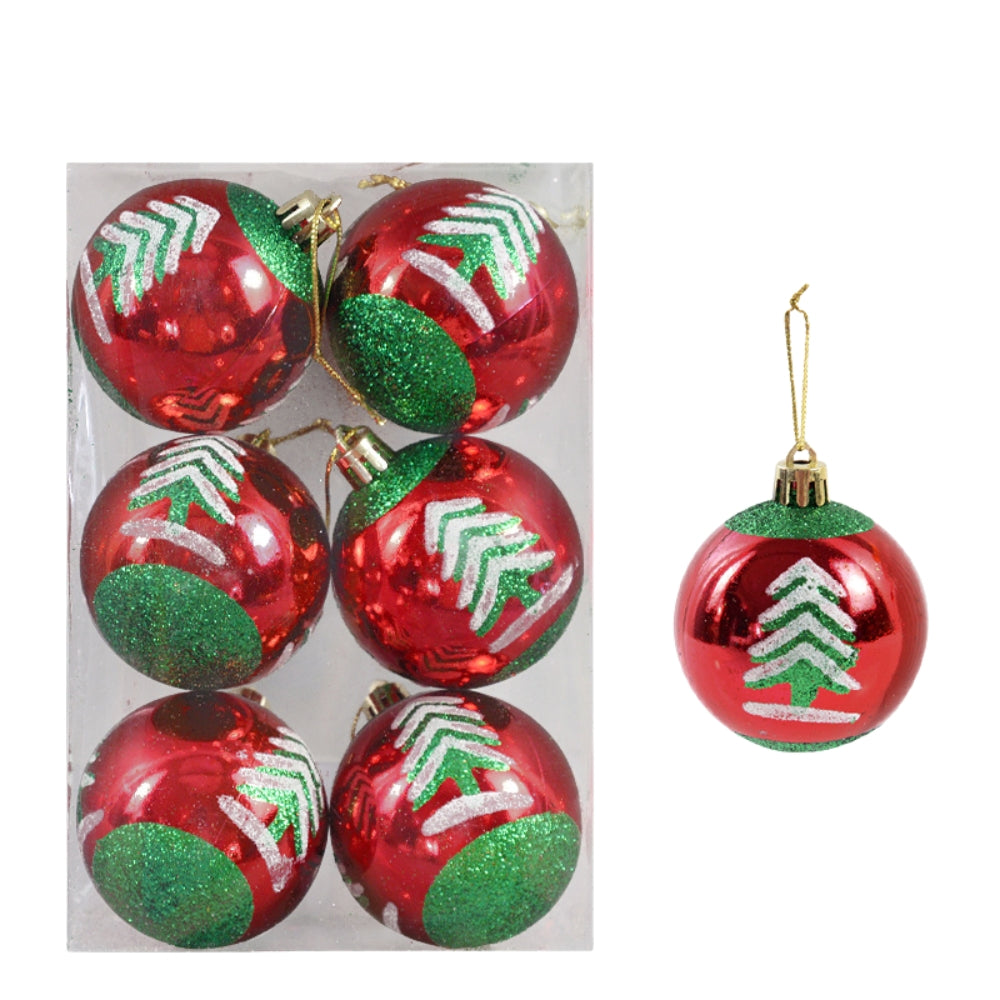 6pcs Transparent Snow Christmas Balls Pendants for Christmas Tree Decoration