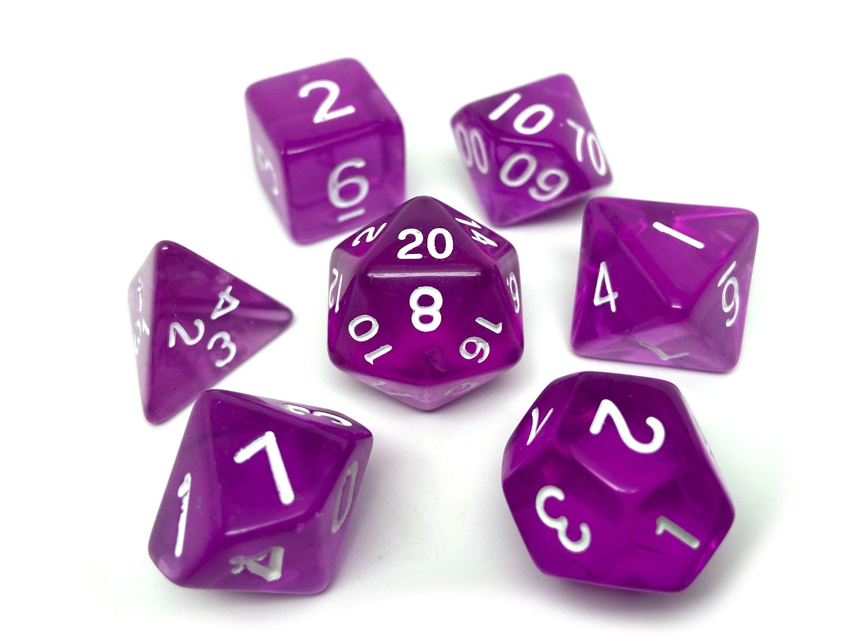 Purple Translucent Dice - 7 Piece Set - 