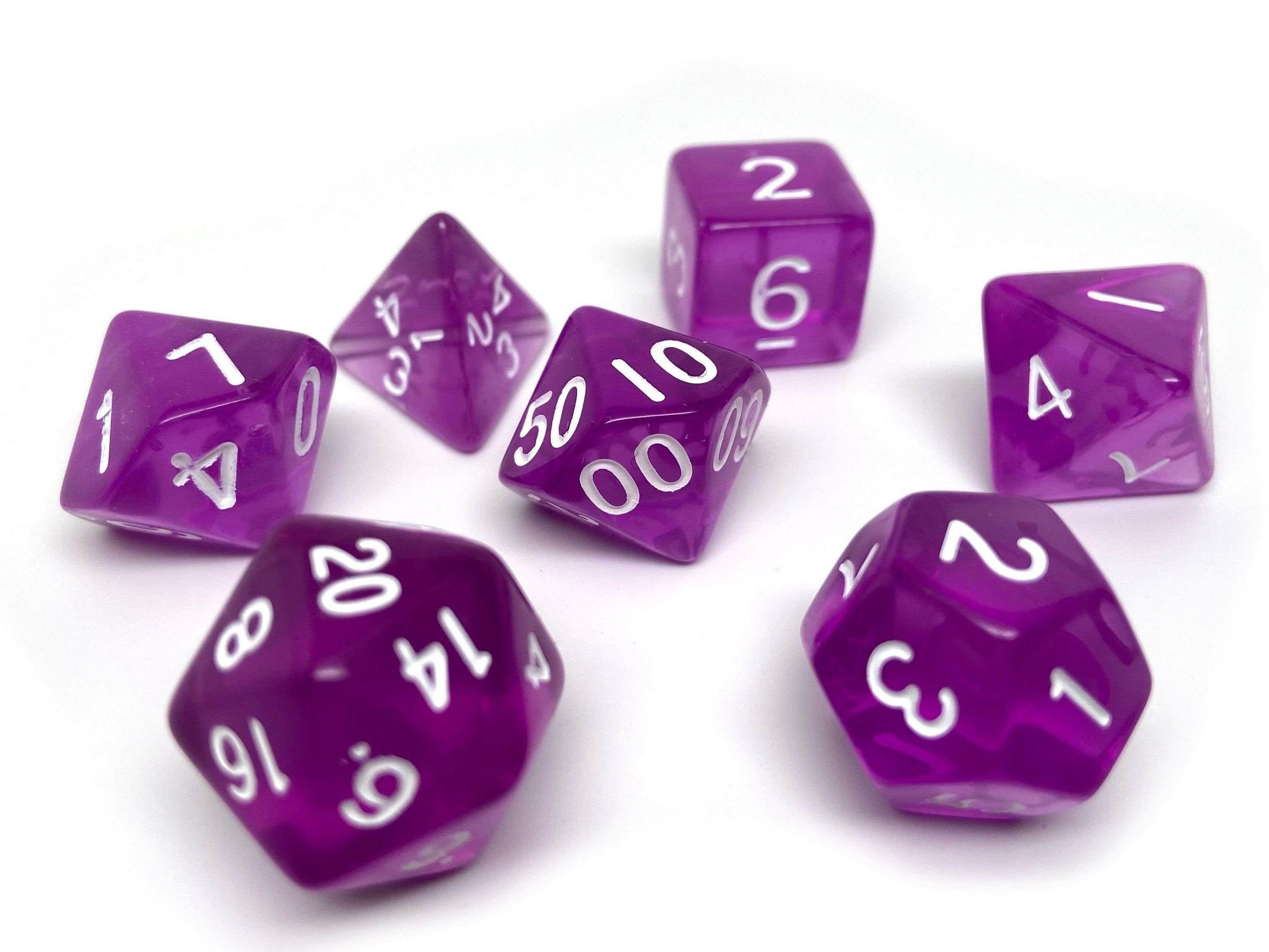 Purple Translucent Dice - 7 Piece Set - 