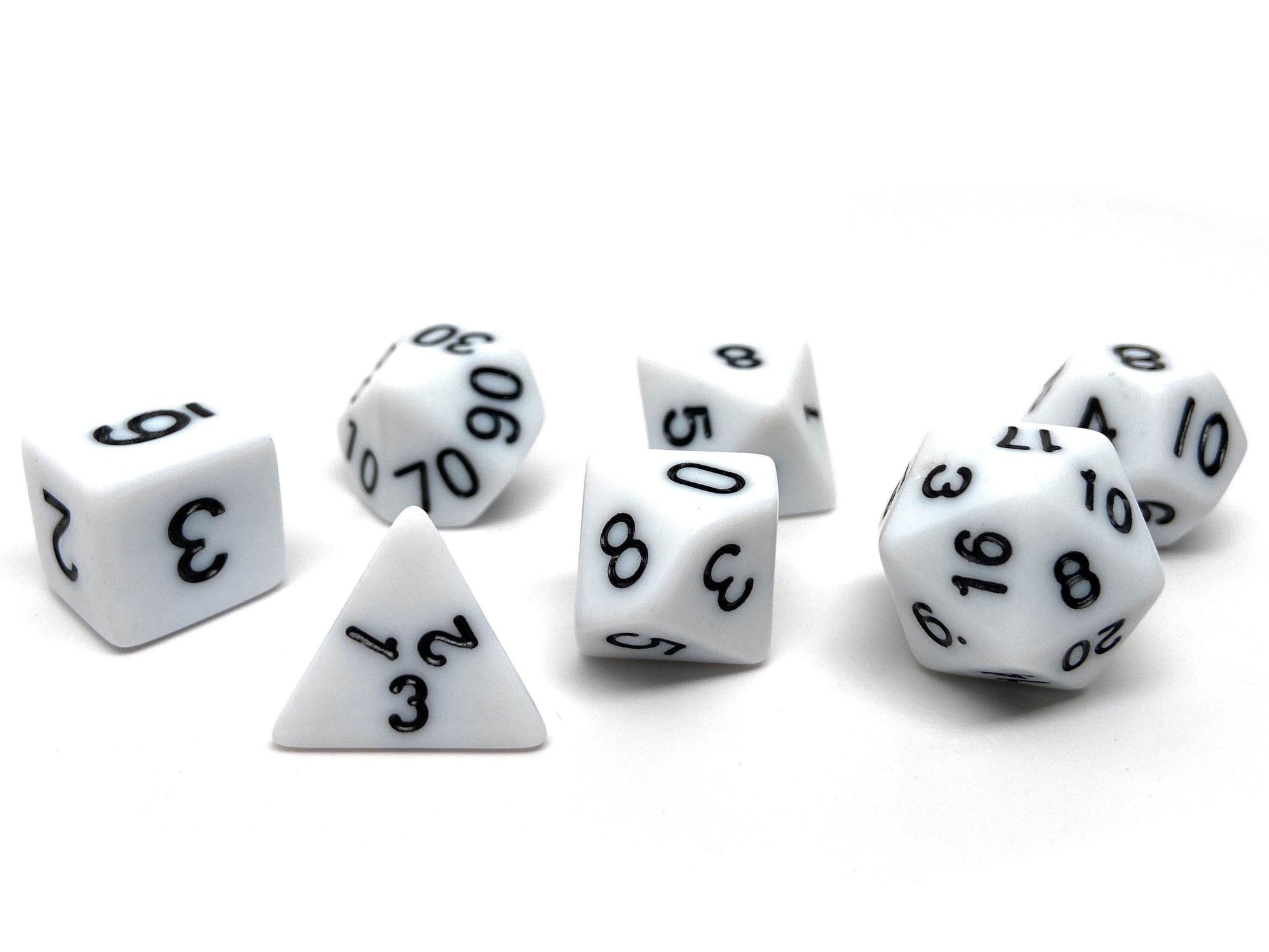 White Opaque Dice - 7 Piece Set - 