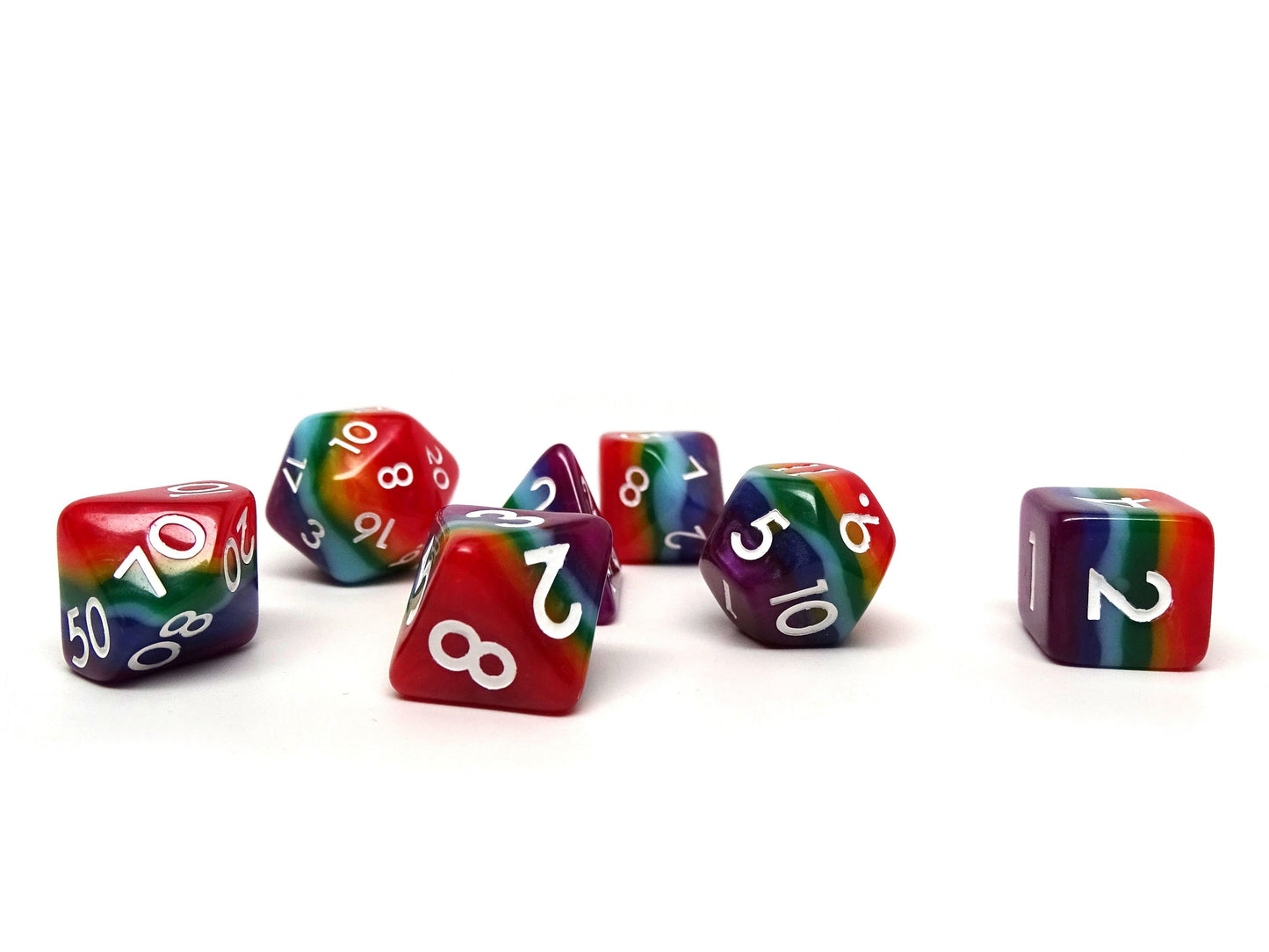 7 Tone Multi-color Dice Collection - 7 Piece Set