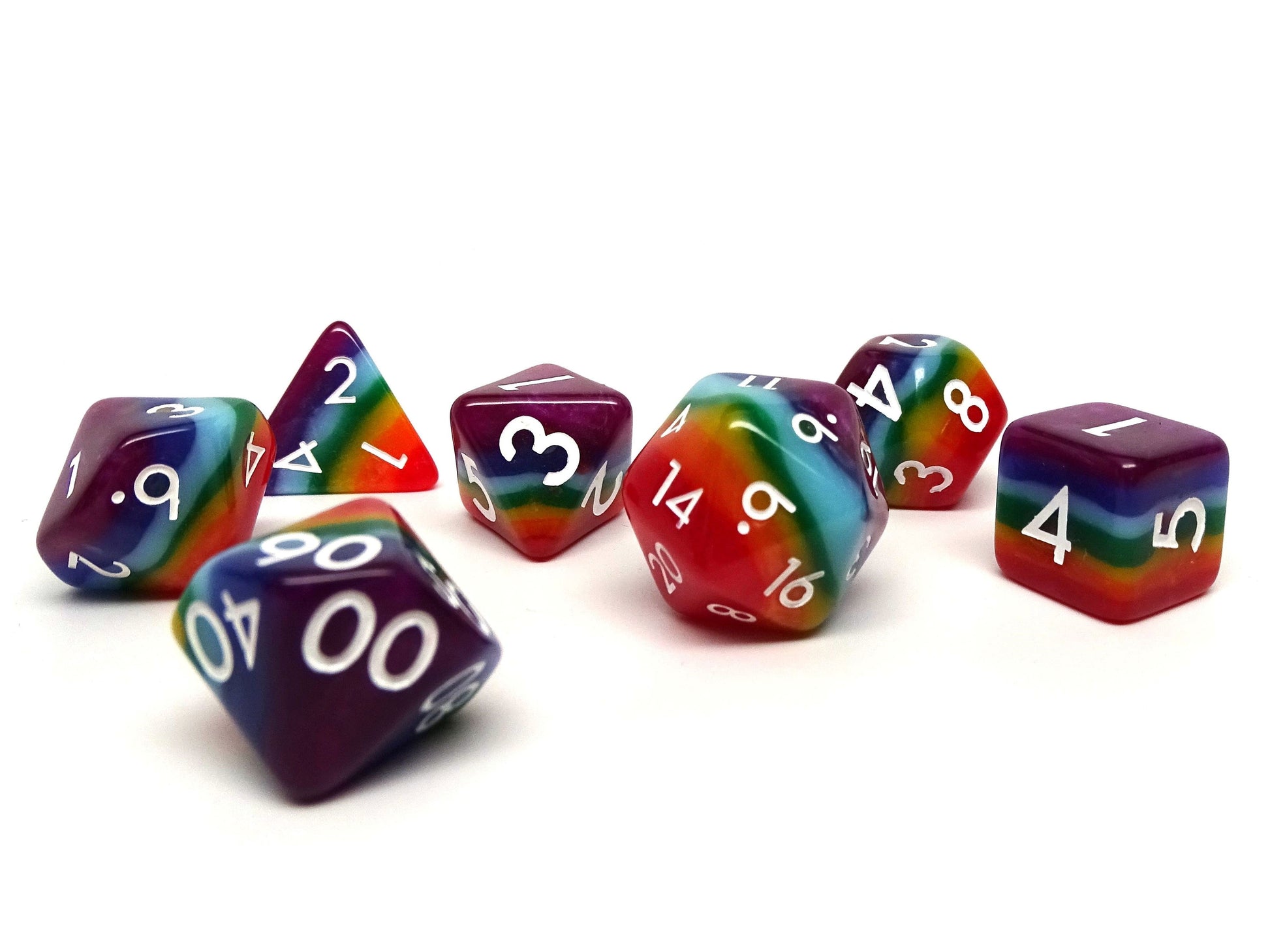 7 Tone Multi-color Dice Collection - 7 Piece Set