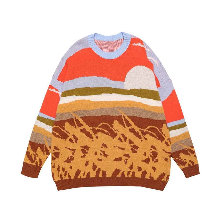 Farmland Artwork Knit Sweater - M