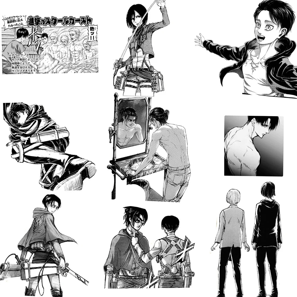 70pcs Black White Anime Attack on Titan Stickers for Kids DIY Laptop Skin Phone Cool Cartoon Graffiti Sticker Wholesale