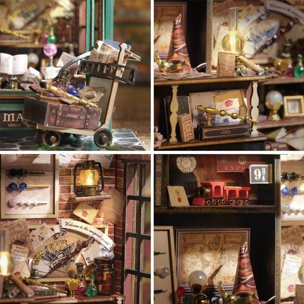 Miniature Wizardi Roombox Kit - Magical Wand Shop Dollhouse Kit - 