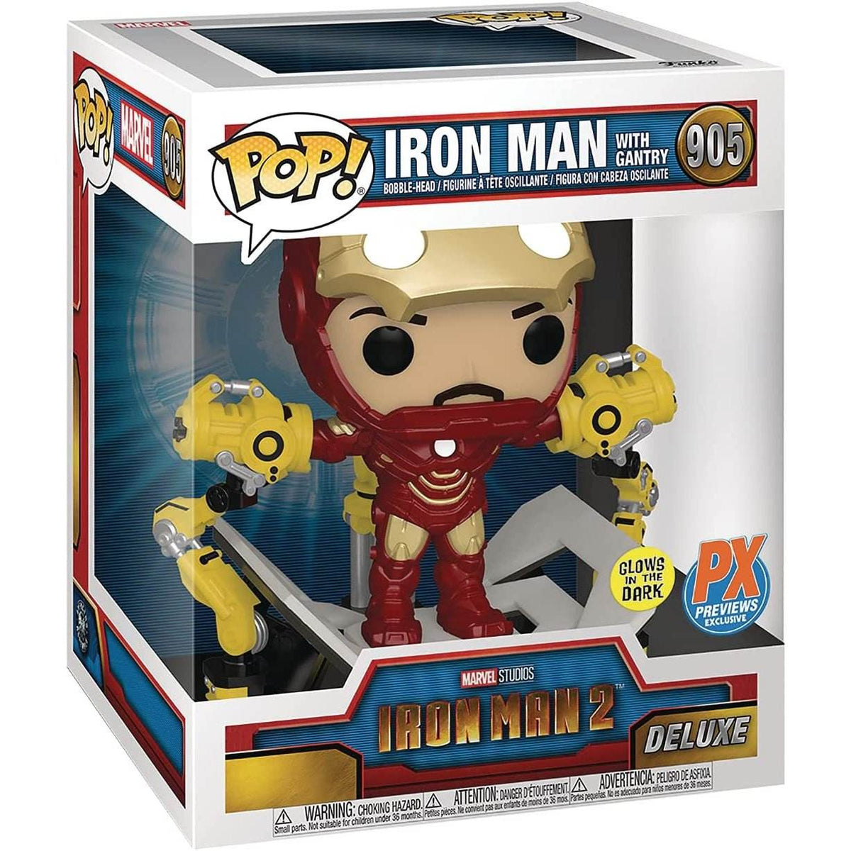 Funko Pop! Iron Man 2 MKIV with Gantry Glow-in-The-Dark Deluxe Vinyl Figure - 