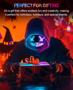 Halloween LED Mask with Programmable App & Gesture Sensing, DIY Unisex LED Lighted Face Transforming Mask, Perfect Gift for Halloween Costume Cosplay,Masquerade