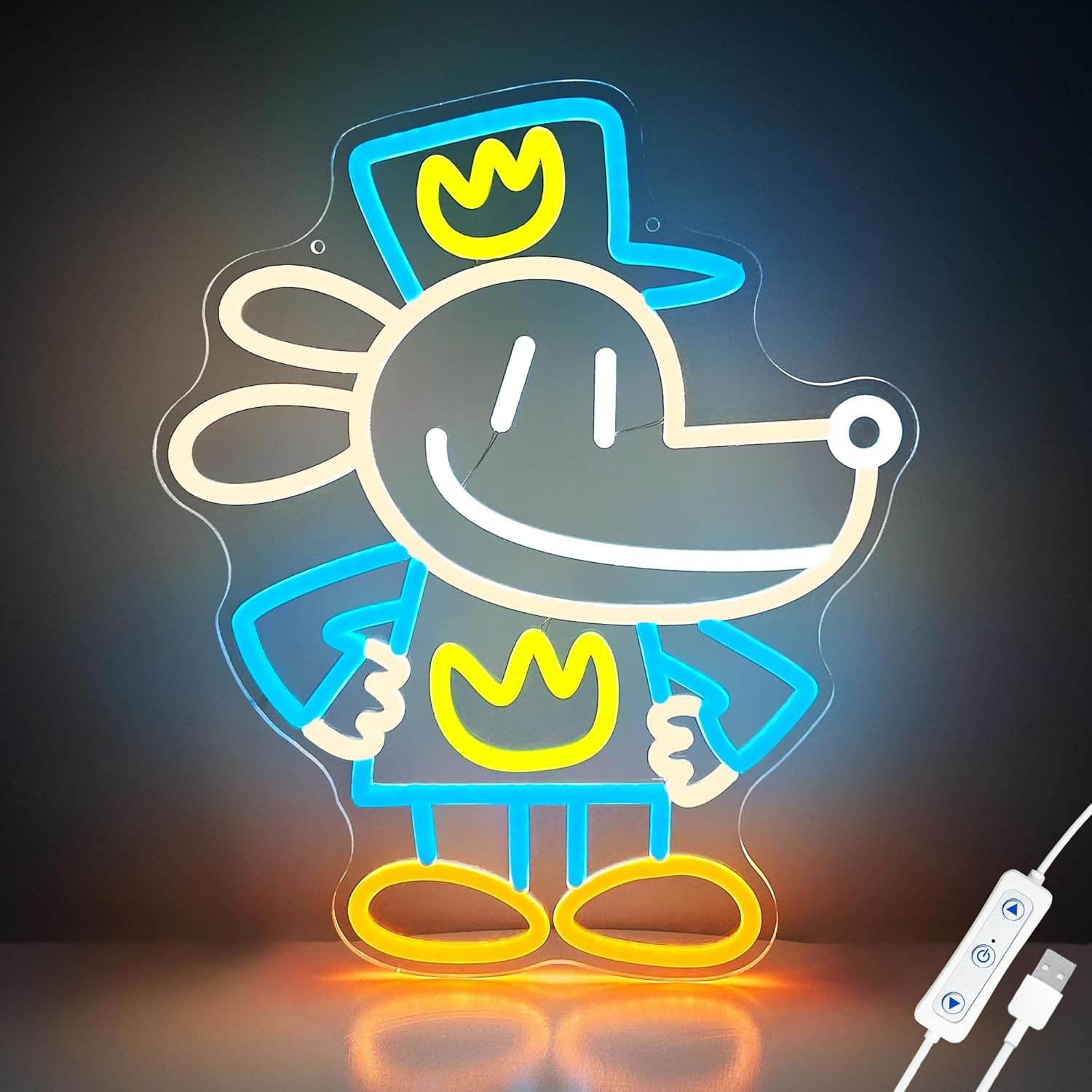Dog Man LED Neon Sign – Vibrant Kids Bedroom Wall Decor | USB Powered Neon Light - DOG Man Color BG