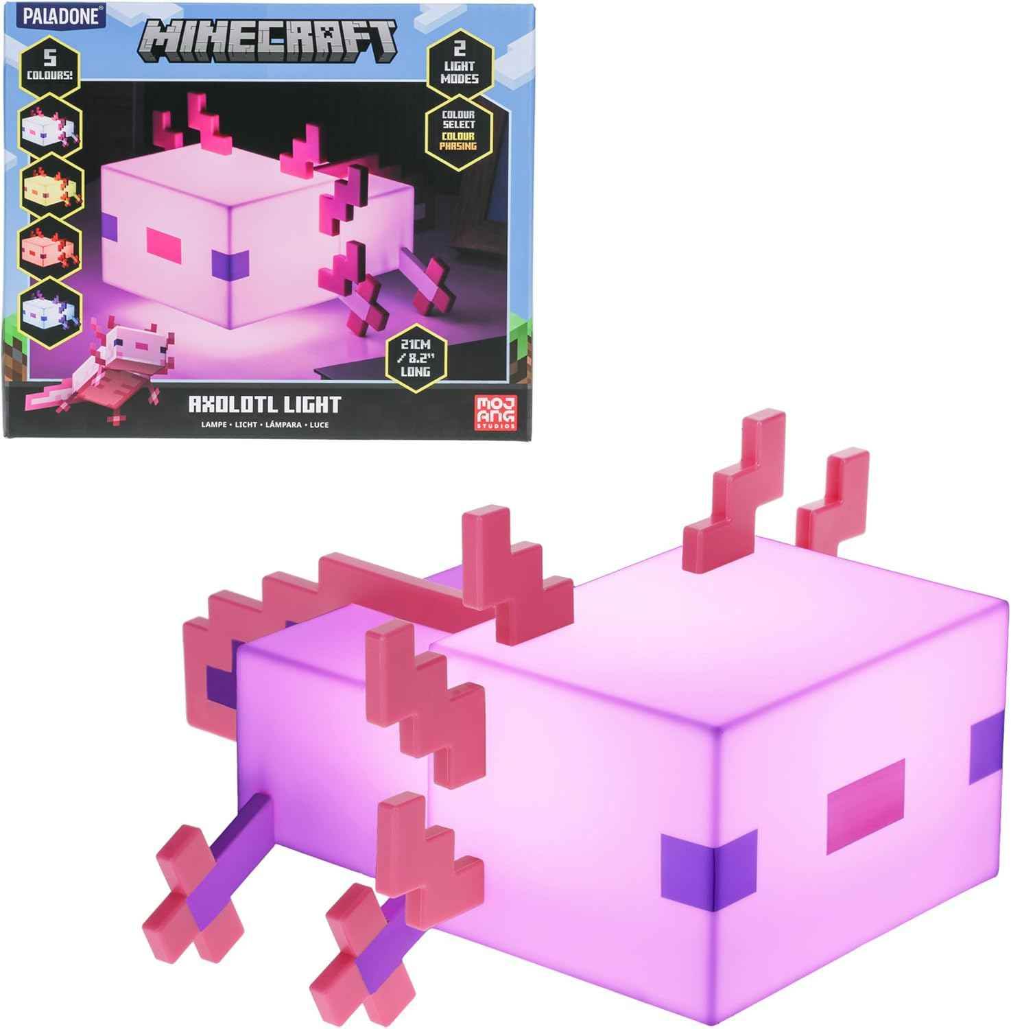Minecraft Axolotl Light - Color Changing LED Night Lamp for Gaming Desk - 