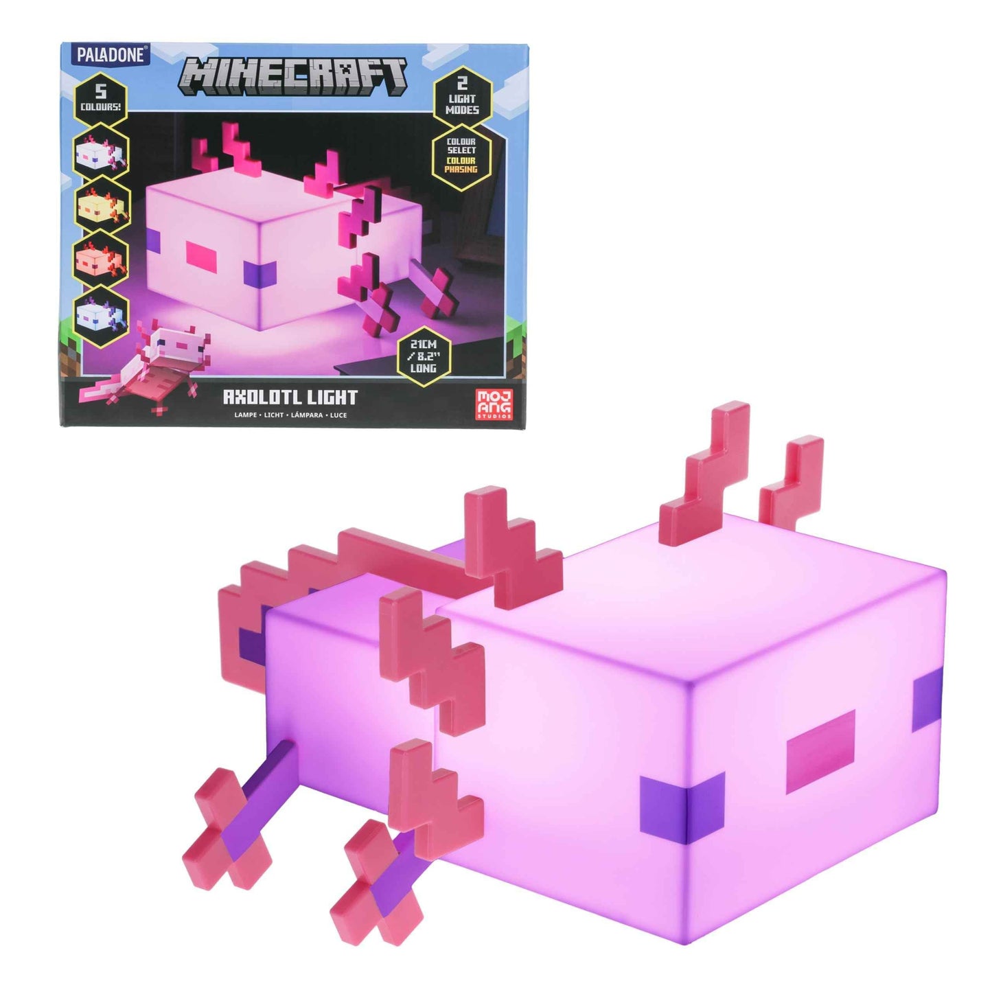 Minecraft Axolotl Light - Color Changing LED Night Lamp for Gaming Desk - 