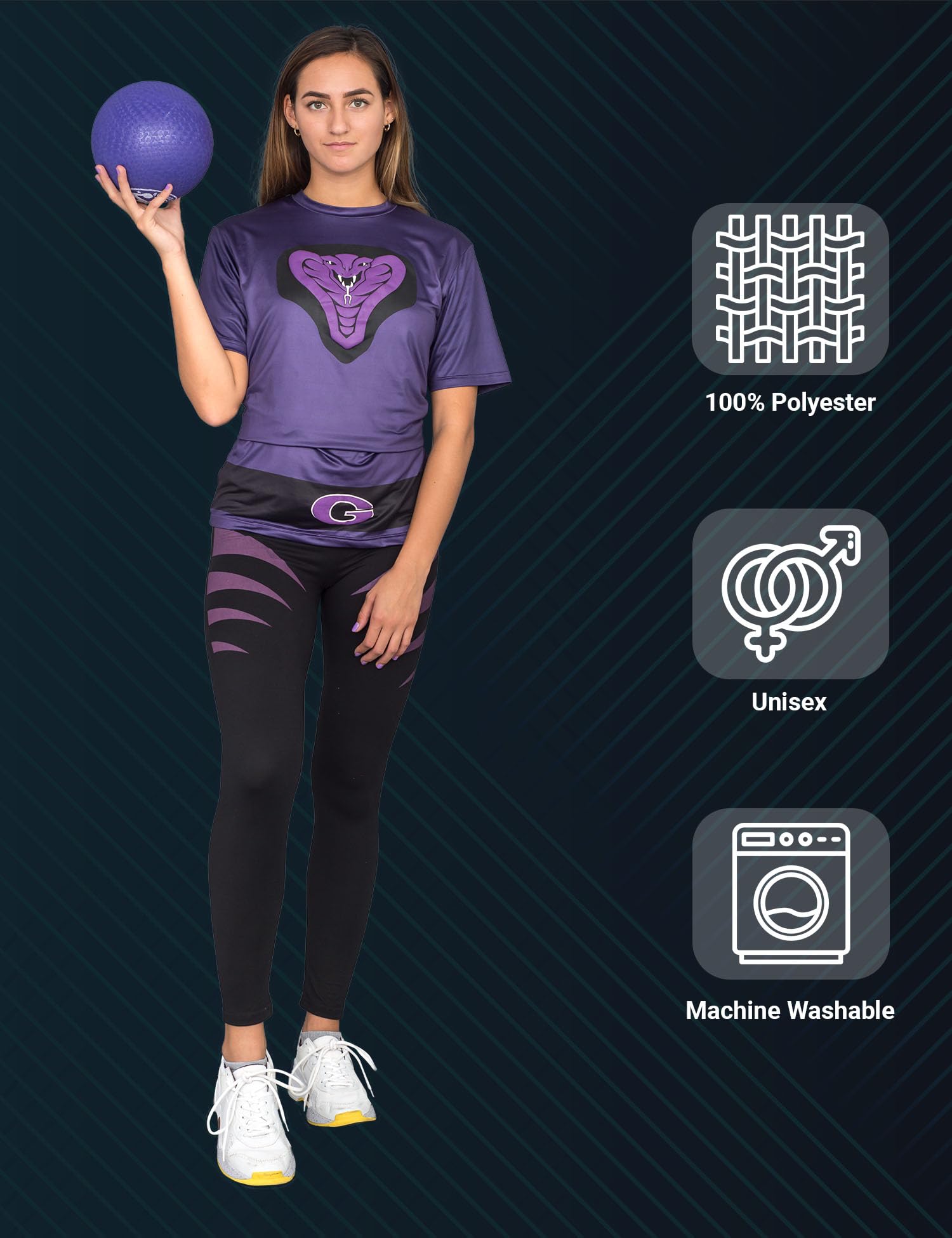 Dodgeball Purple Cobras Adult Costume Set