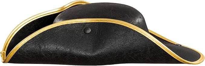 Pirate Hat Faux Leather Tricorn Colonial Renaissance Halloween Costume Cosplay Accessory - Brown