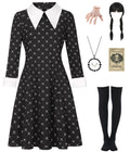 Black Dress Halloween Costume - Women's Complete Outfit with Wig and Accessories