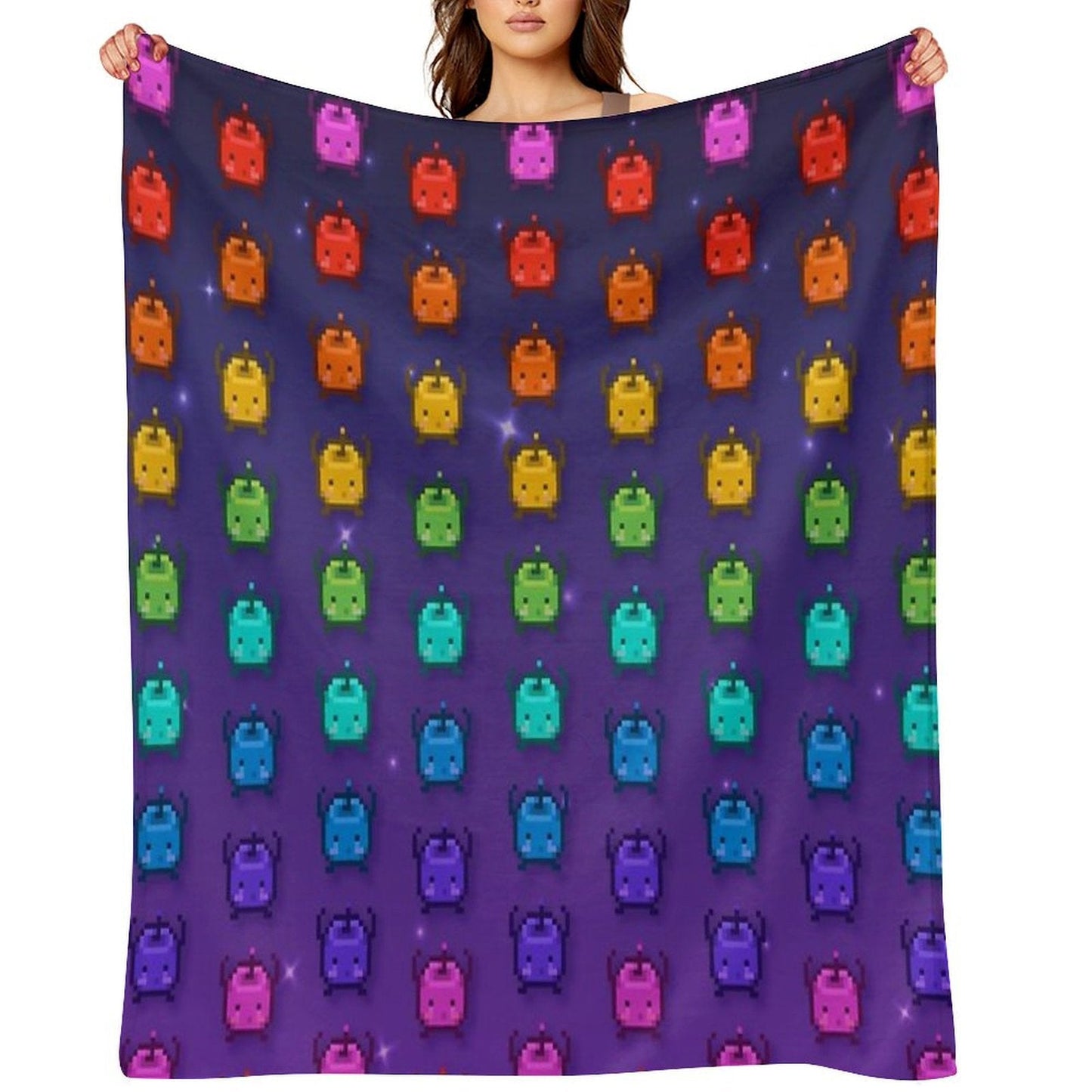 Stardew Valley Rainbow Junimos Throw Blanket