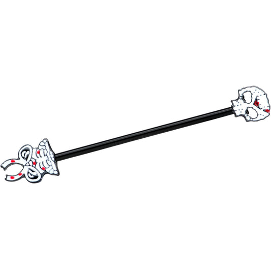 14G Black Skeleton Body Halloween Industrial Barbell 38mm