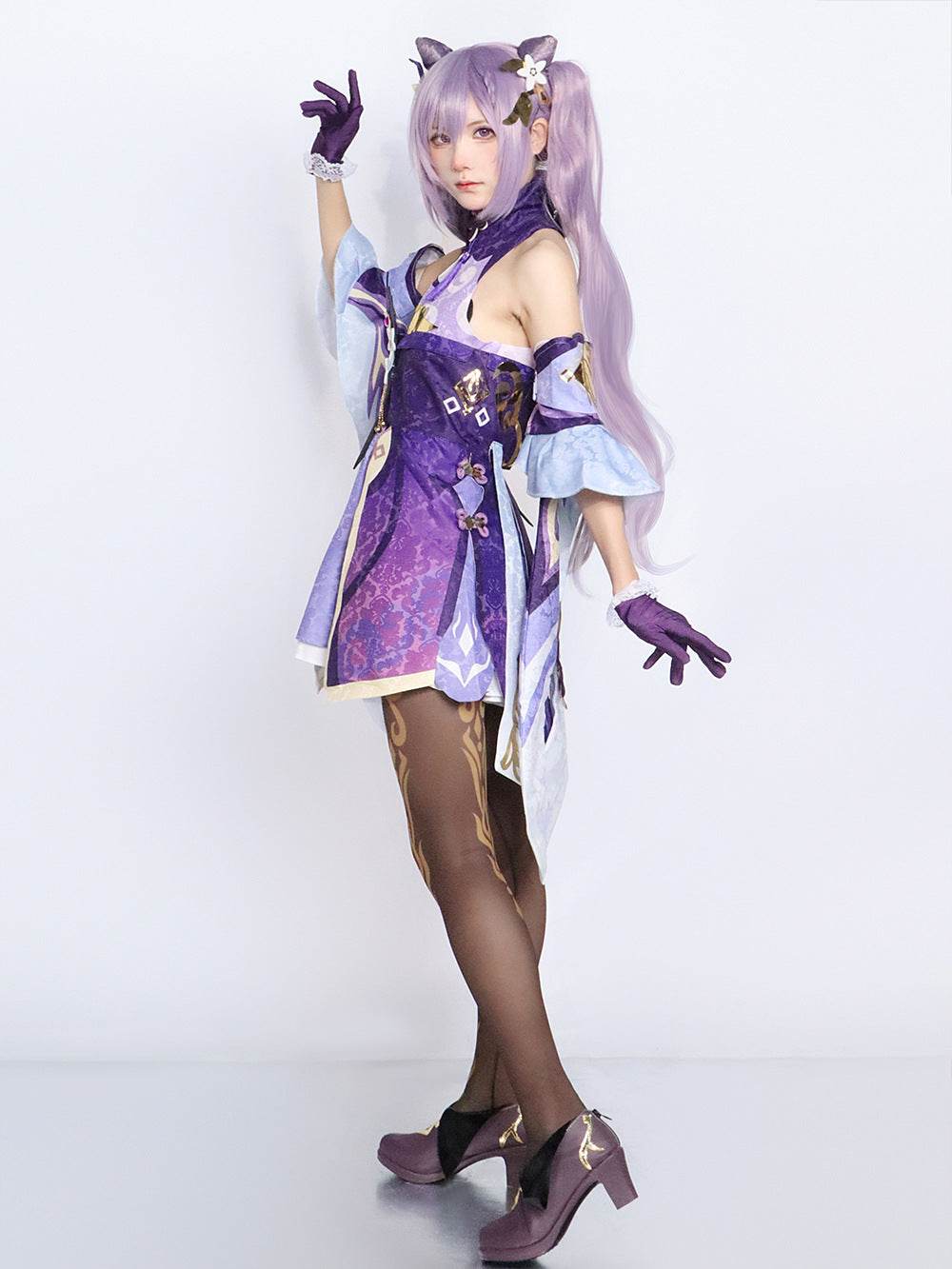 Genshin Impact cos clothing anime animation game suit Liyue seven star carved clear cosplay clothing matching shoes - Keqing shoes / 36