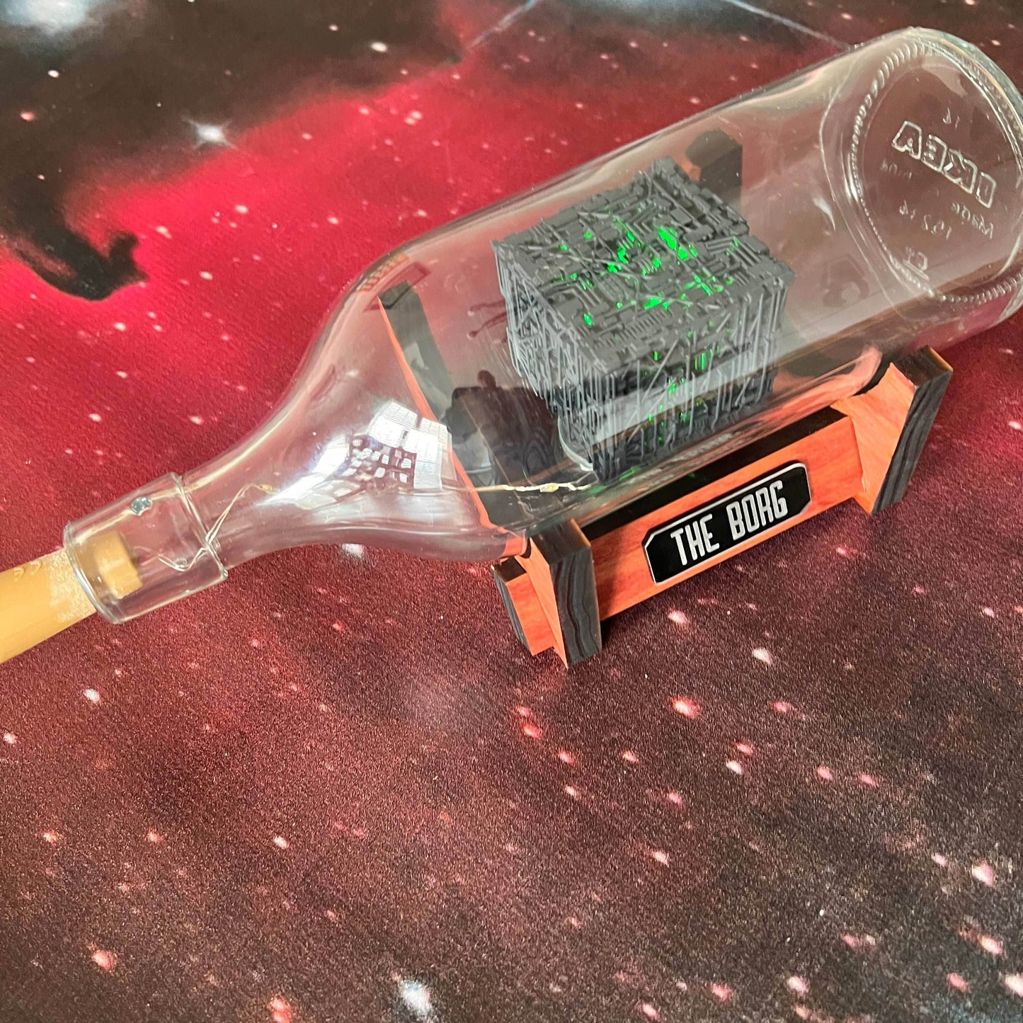 Star Trek Lighted Borg Cube Starship in a Bottle - 