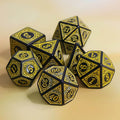 Yellow Magic Flame 7-Dice Set DND RPG Dice Black w/Color Fill - 