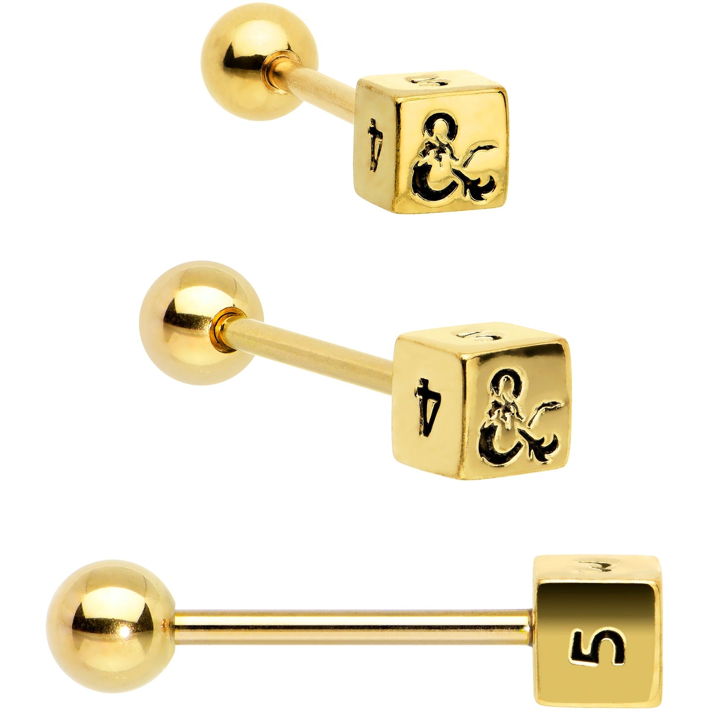 Officially Licensed Dungeons & Dragons Dice Barbell Tongue Ring  Set of 2