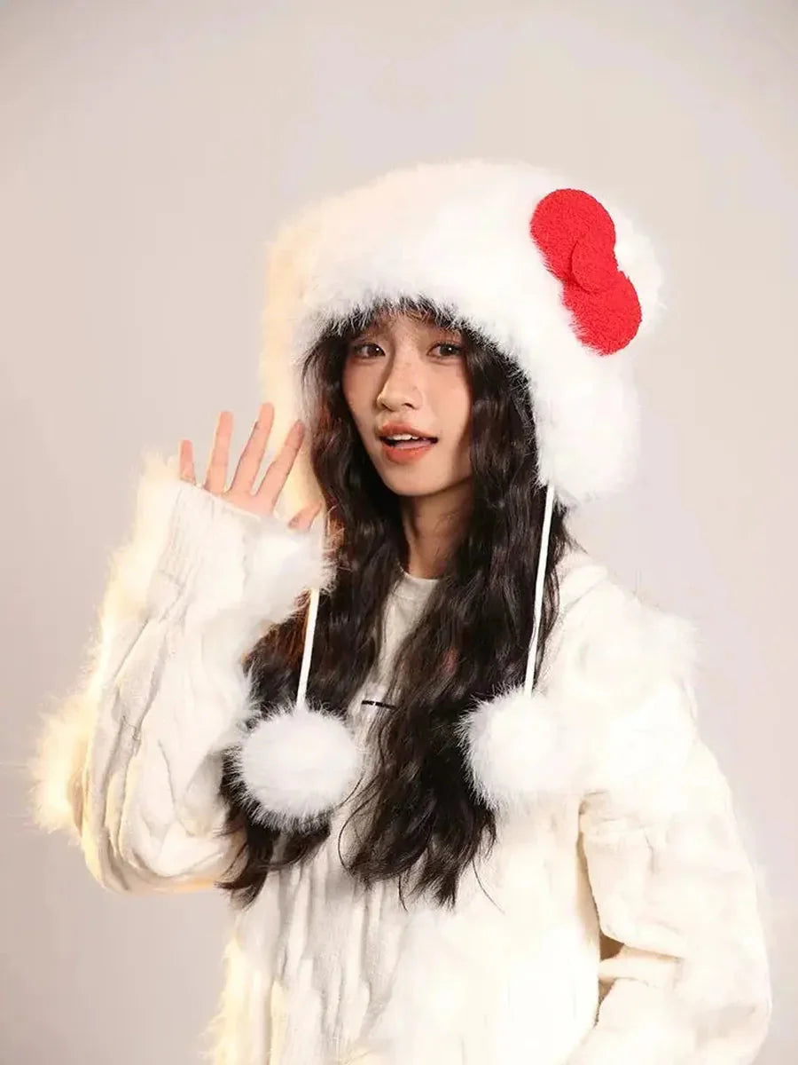'Ring the Bell' Holiday Kitty Fluffy Ribbon Hat