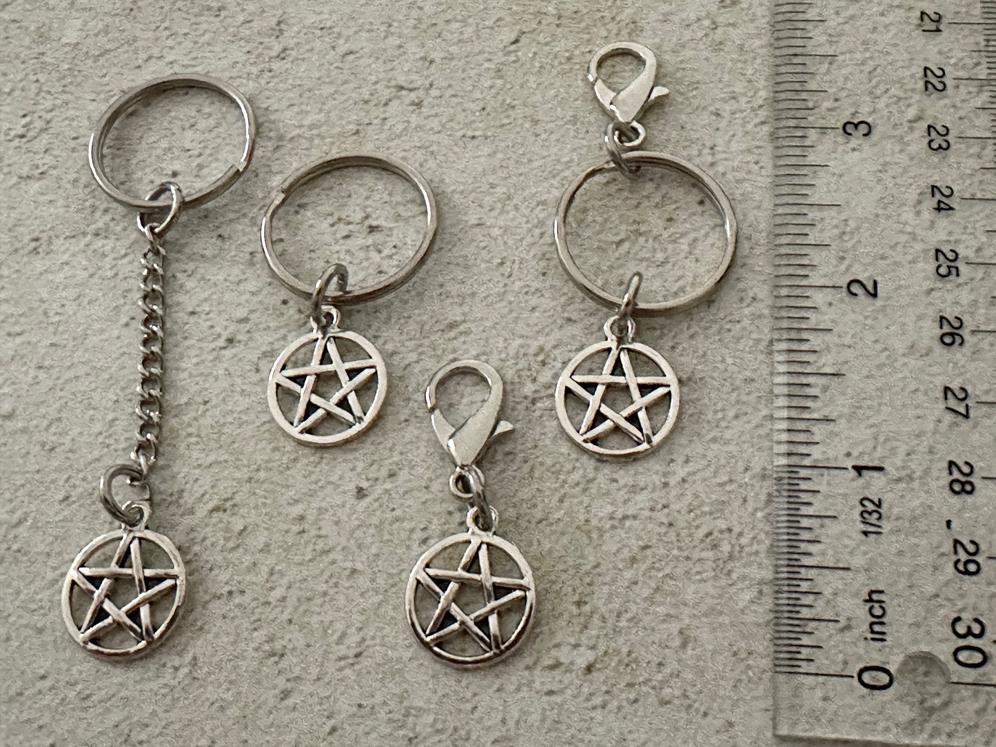 Witchy Pentacle Zipper Pull Bag Charm Keychain