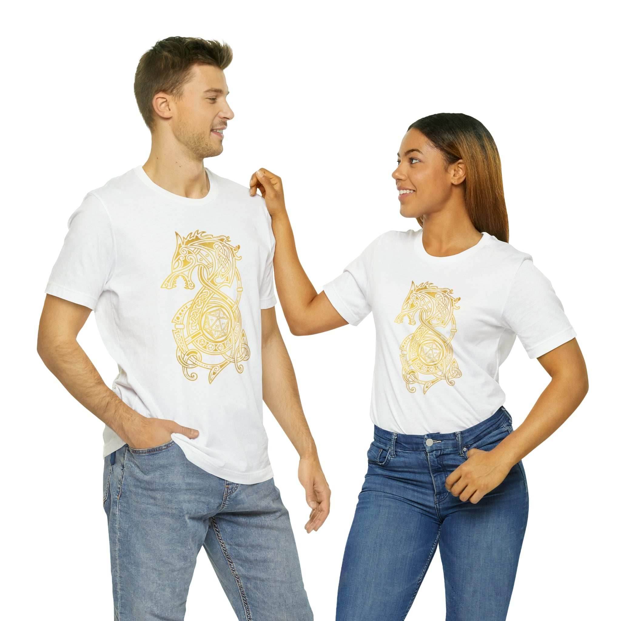 Golden Celtic Dice Dragon Shirt - Army / S