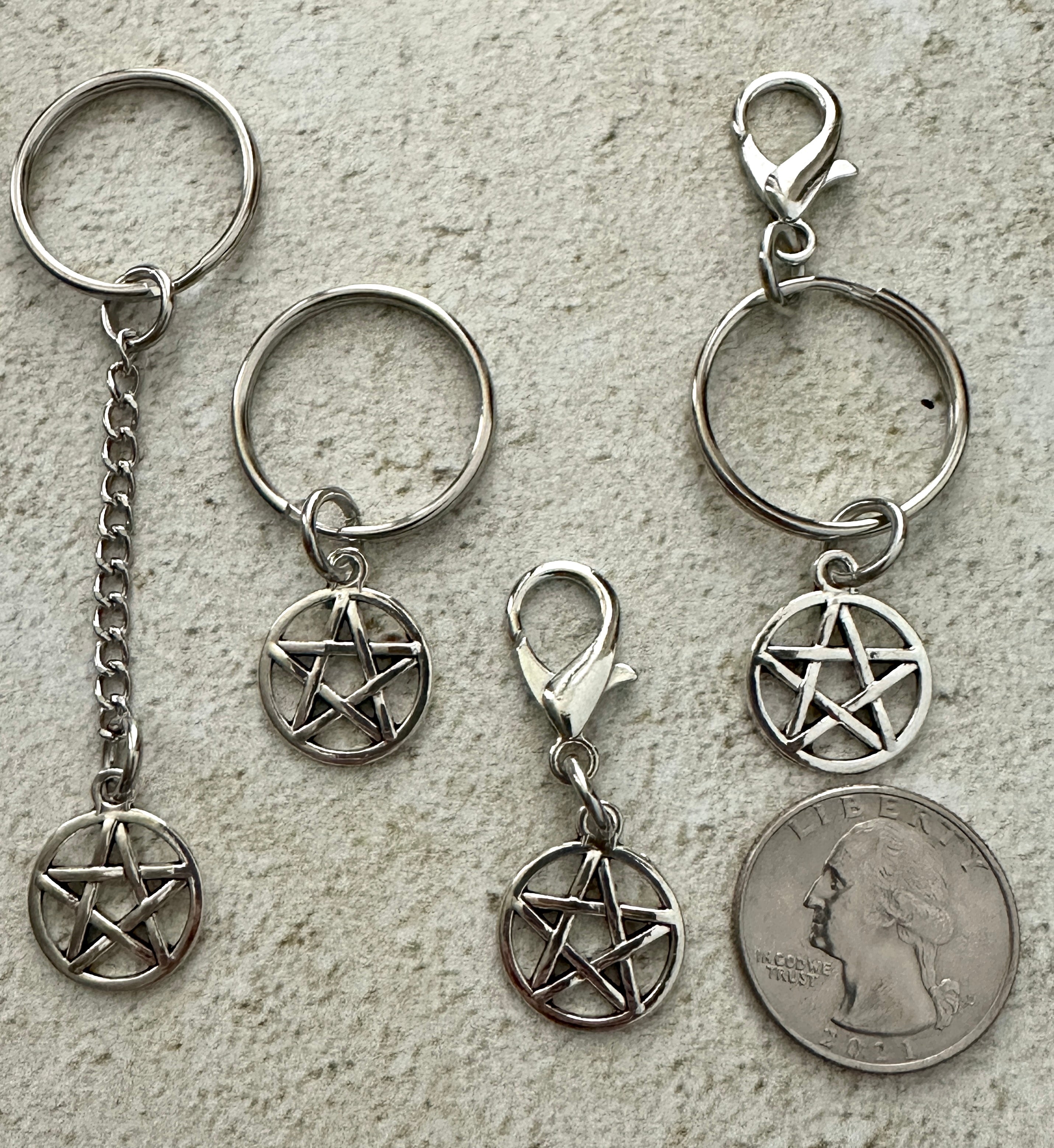 Witchy Pentacle Zipper Pull Bag Charm Keychain