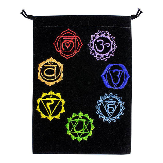 7 Chakras Black Velvet Embroidered Bag - 