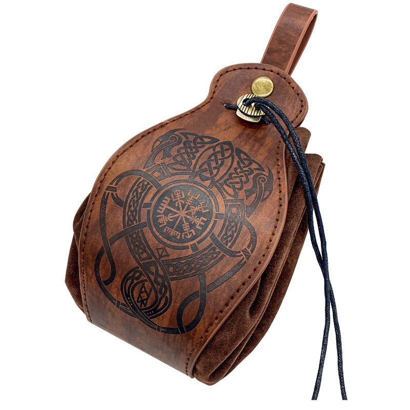 Beautiful 5-Piece Leather DND Dice Tray & Drawstring Pouch Set for RPG Games. A Perfect Gift for Gamers.