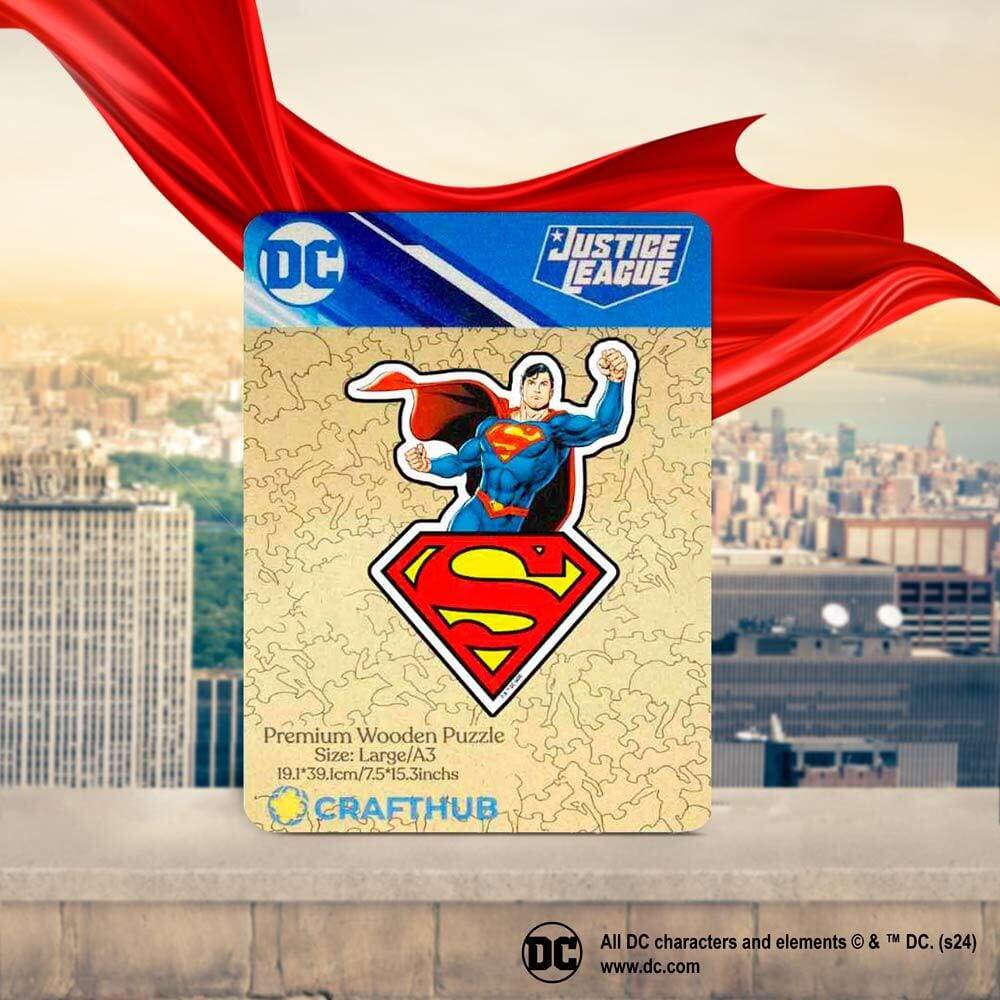 Superman Wooden Jigsaw Puzzle - A4 + Wooden Gift Box
