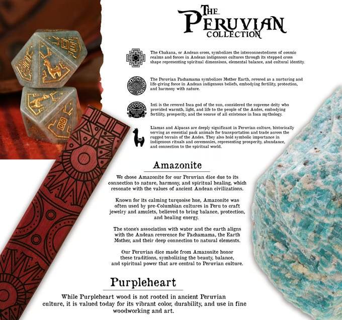 Peruvian Amazonite Stone Dice Set - Dice Around the World Collection - 
