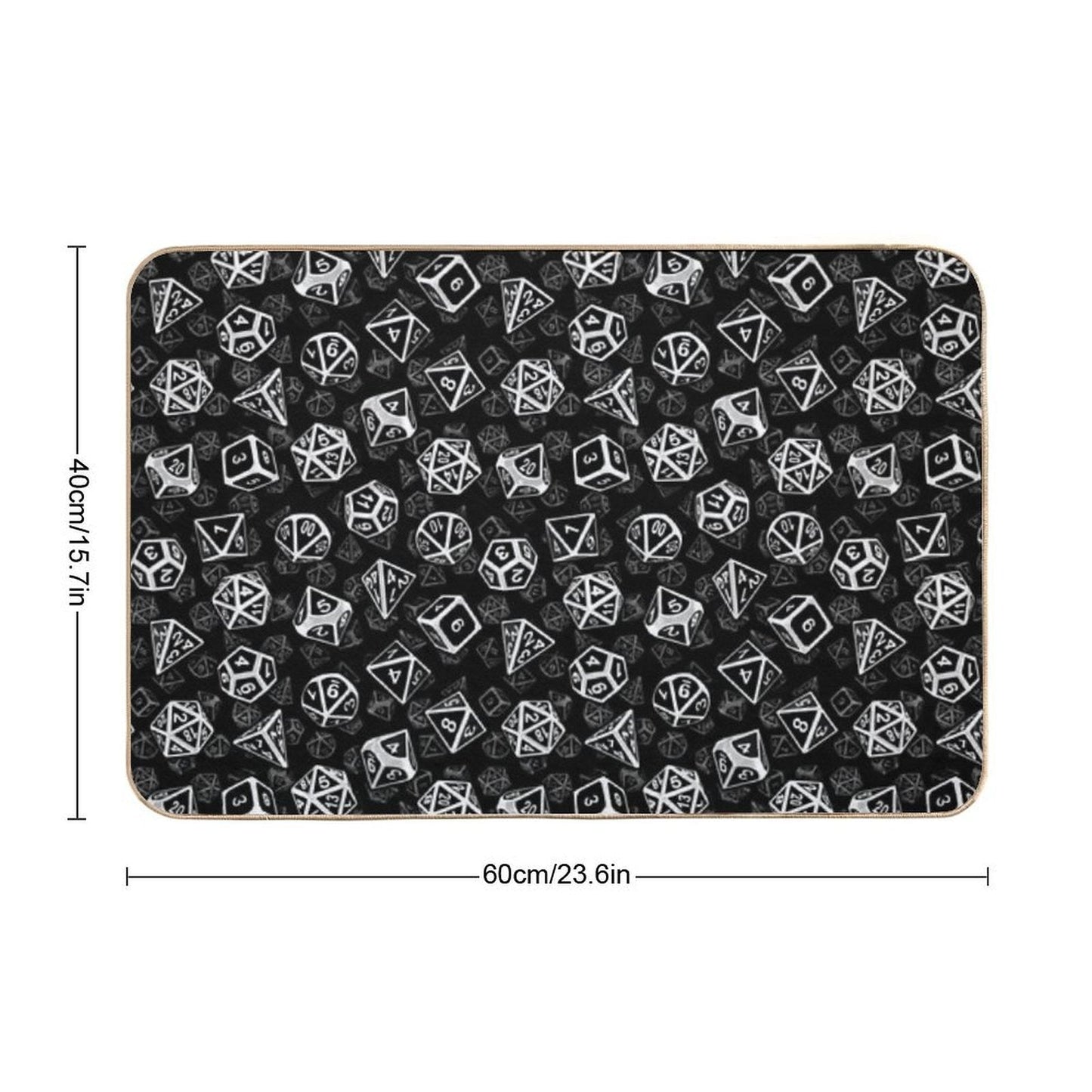 D20 Dice Set Pattern (White)  Easy To Clean Bath Mat