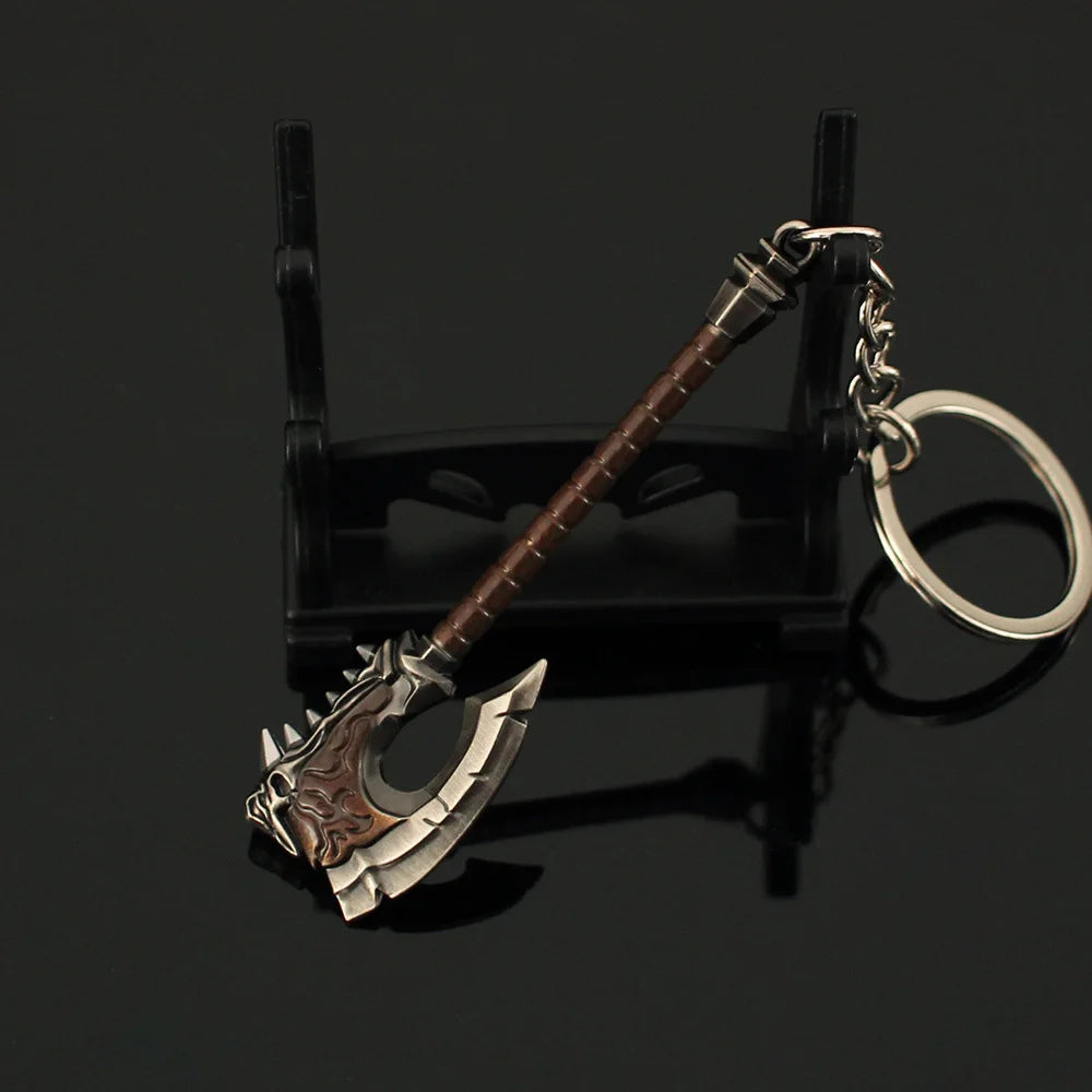 7cm Gorehowl Axe World of Warcrafts Model Keychain for Men Warsong Clan Chieftain Metal Pendant Key Ring Fans Car Bag Jewelry