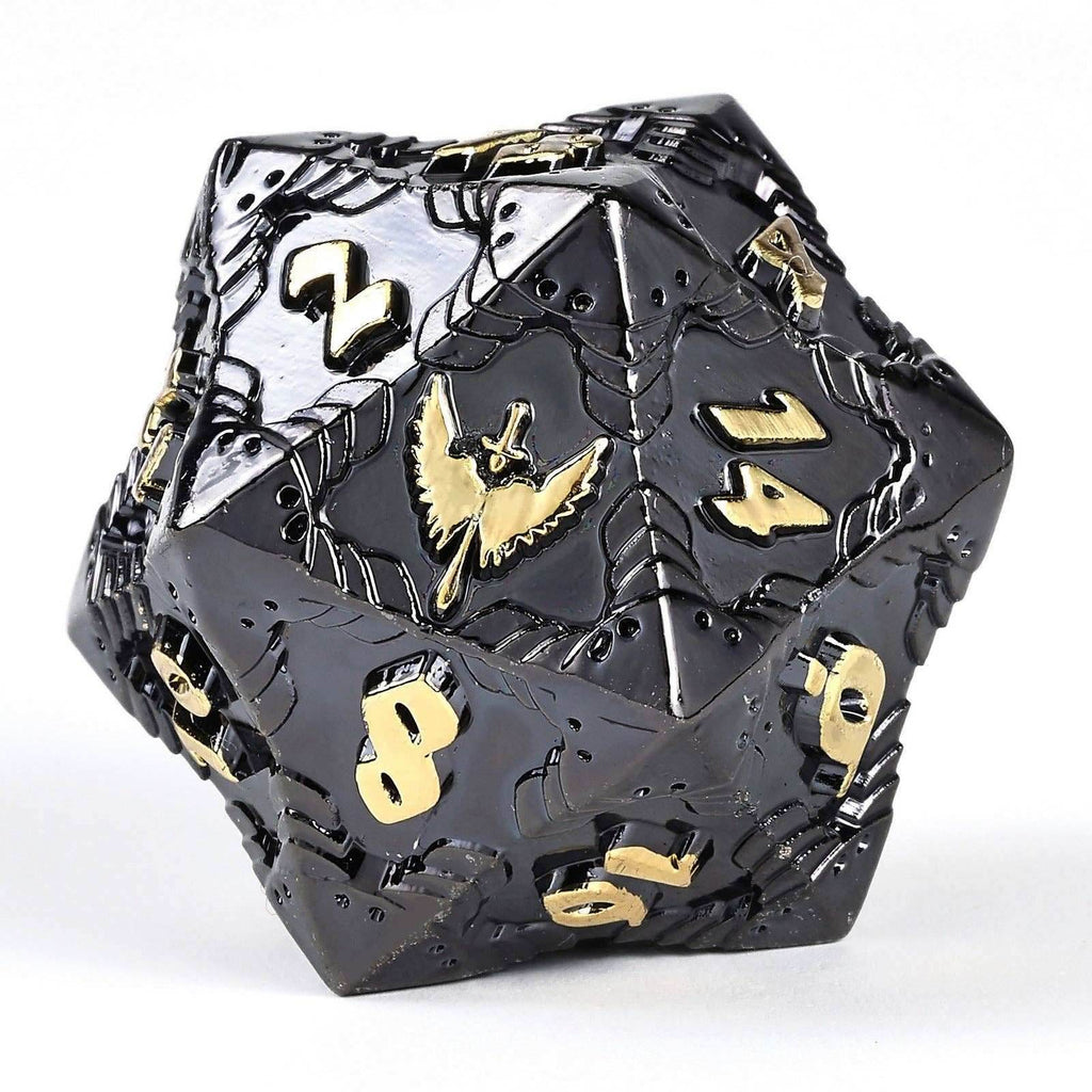 Solid Metal Paladin Class RPG Dice Set - Gunmetal w/ Gold - 