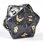 Solid Metal Paladin Class RPG Dice Set - Gunmetal w/ Gold - 
