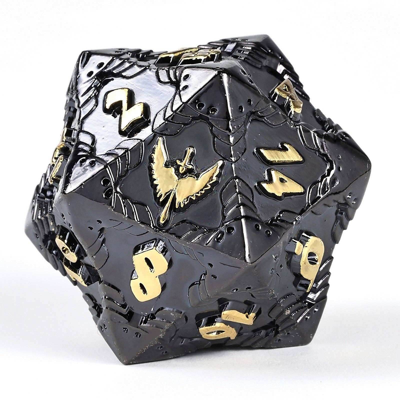 Solid Metal Paladin Class RPG Dice Set - Gunmetal w/ Gold - 