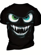 3D Evil Smile Shirt for Men – Streetwear Graphic Short Sleeve Tee