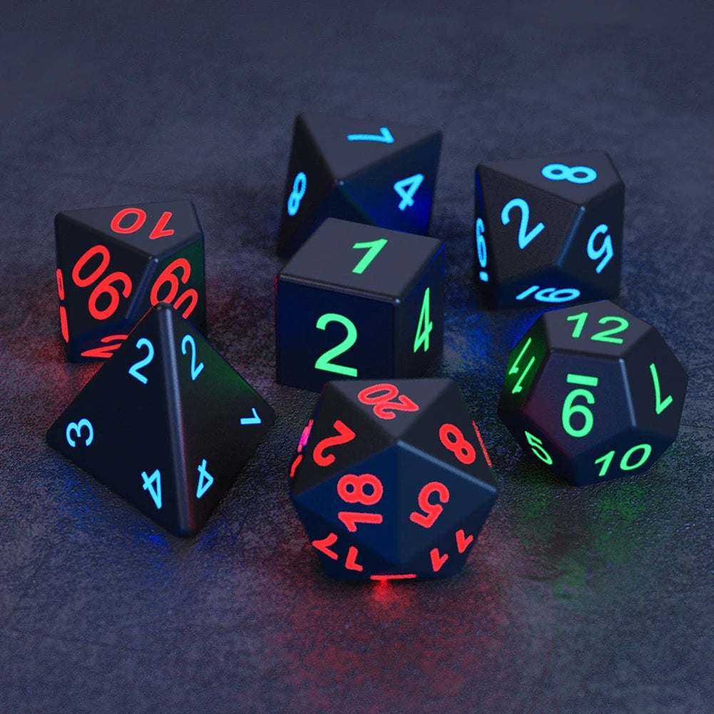 7pcs Electronic Luminous LED DND Dice Set Polyhedral Dices Multiple Sided Dice for Adults Board Game Party Entertainment Toys