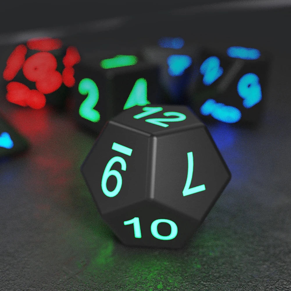 7pcs Electronic Luminous LED DND Dice Set Polyhedral Dices Multiple Sided Dice for Adults Board Game Party Entertainment Toys