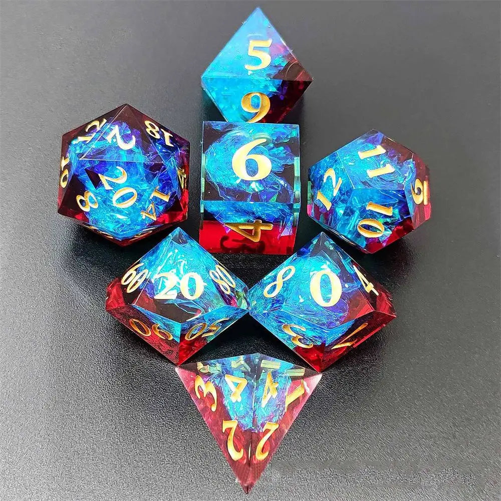 7Pcs Hollow Polyhedral Dice Set Metal Dices Table Games Accessory  For D&d DND D6 D8 D10 D12 D20