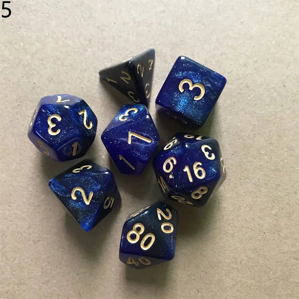 7Pcs Hollow Polyhedral Dice Set Metal Dices Table Games Accessory  For D&d DND D6 D8 D10 D12 D20