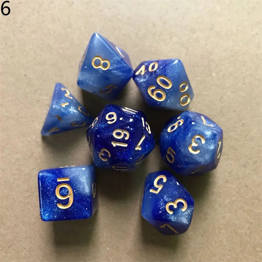 7Pcs Hollow Polyhedral Dice Set Metal Dices Table Games Accessory  For D&d DND D6 D8 D10 D12 D20