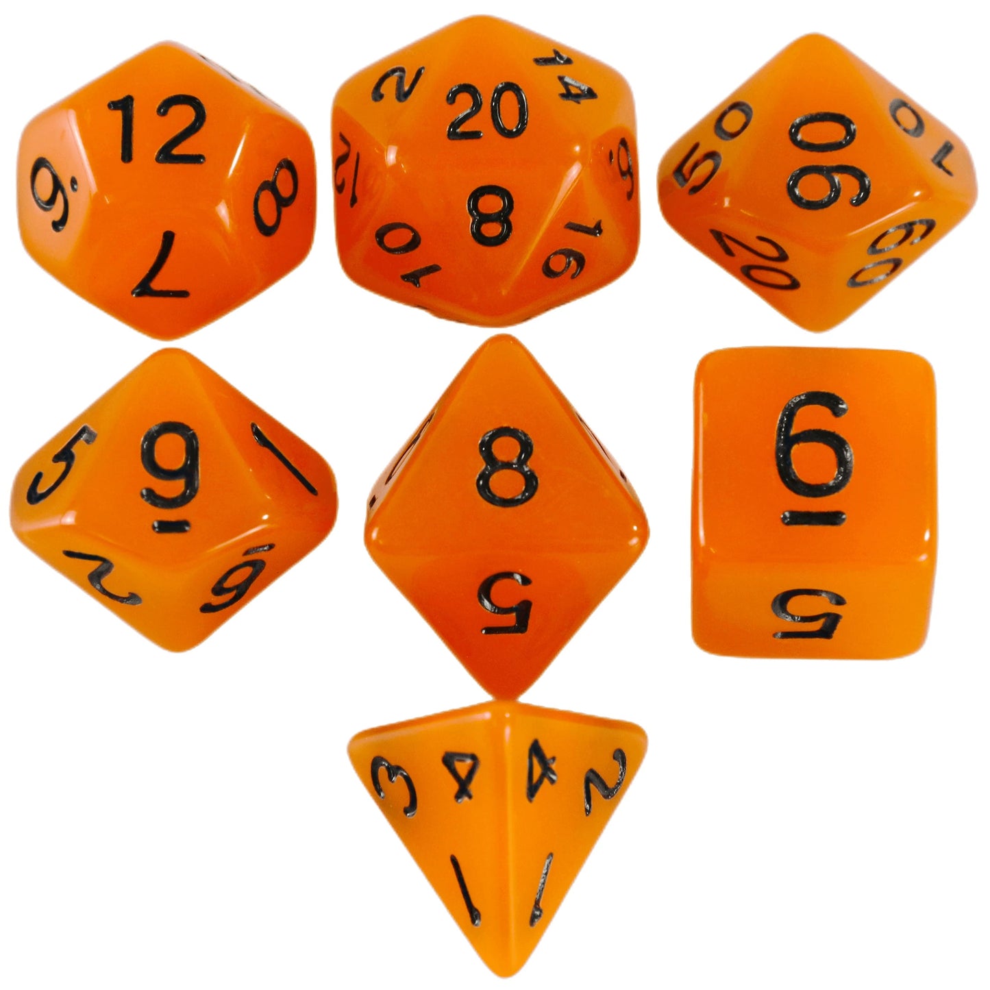 7pcs Polyhedral Dice Set with Glow-in-dark Effect and Clear Numbers Easy to Roll for Board Games DND ,RPG and Parties Games