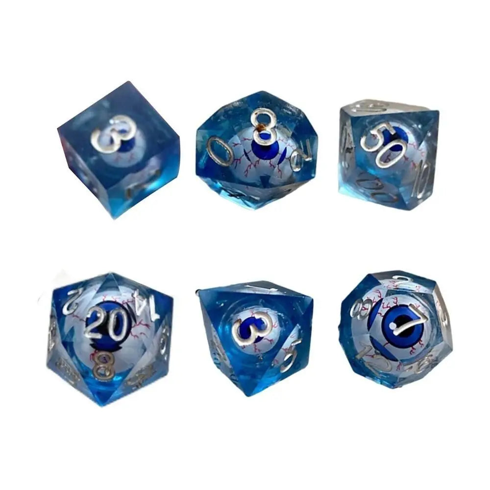 7pcs/Set Eyes Liquid Core Handmade Dice Set Polyhedral Funny Dice  Resin DND Dice Set Handmade Dice Set