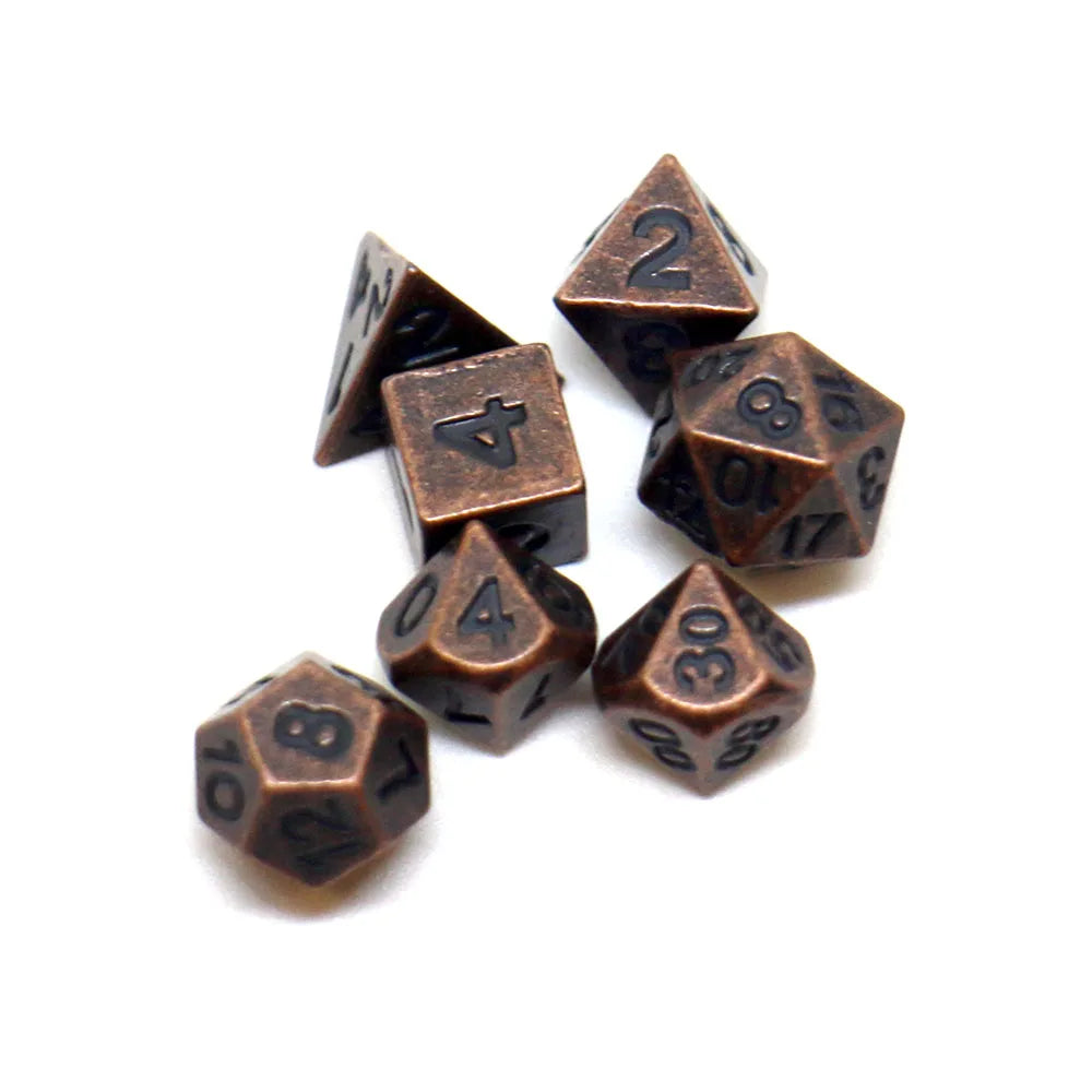 7pcs Set Metal Mini Archaized Board Game Dice Set Polyhedral Table Game Dice Role-Playing RPG Dice