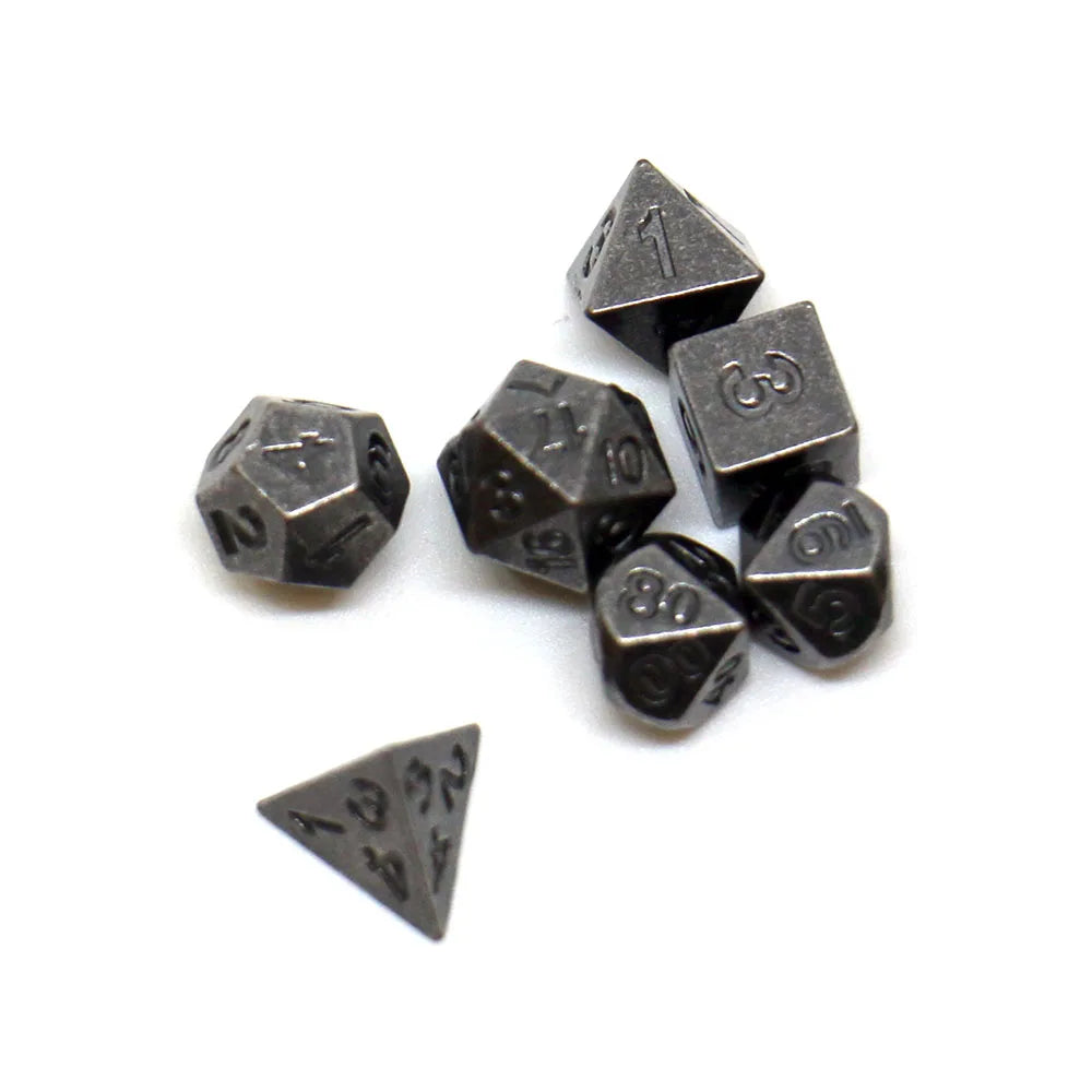 7pcs Set Metal Mini Archaized Board Game Dice Set Polyhedral Table Game Dice Role-Playing RPG Dice