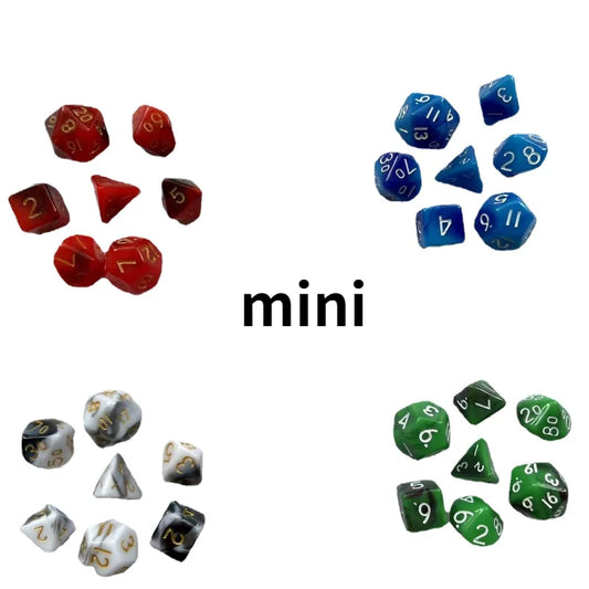 7Pcs/set Mini Board Game Dice DND Plastic Dice Glow Duo Color Multi Sided Color Set